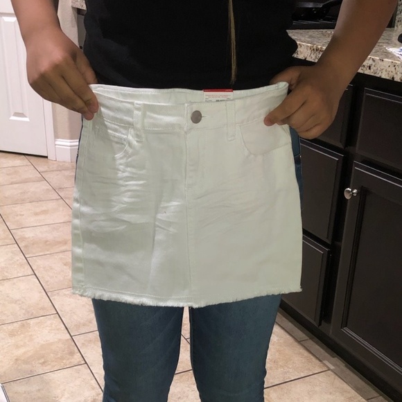 girls white jean skirt